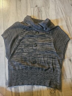 Jon & Anna Brown And Black Short-Sleeve Cowl-Neck Sweater